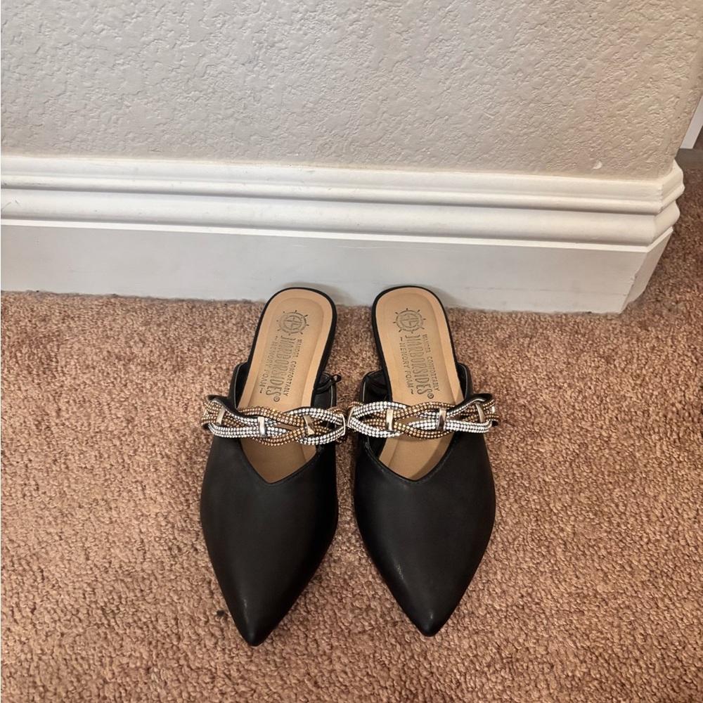 Black Chain Detail Mules